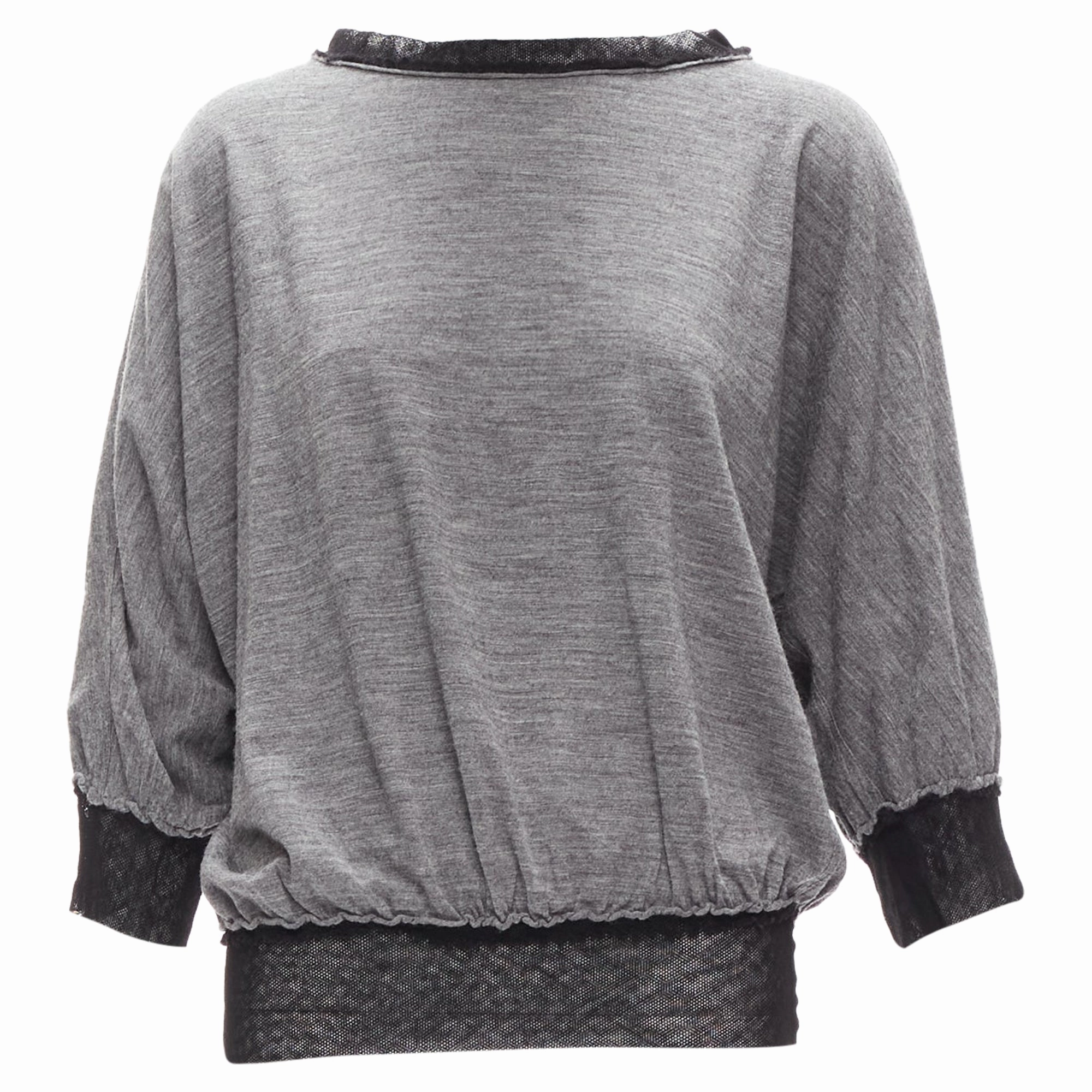 Lanvin wool cashmere mesh trim batwing sweater Knitted Layering Low Impact Production