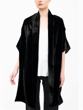 Chilly Day Wear Essential Knit Style Amari Shrug With Silk Contrast In Black