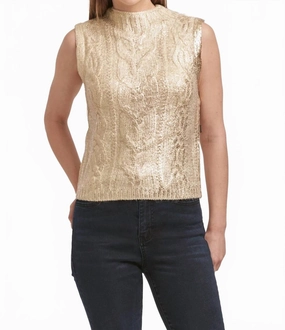 Tatiana Crew Neck Sleevless In Ivory/silver Cozy Choice Soft Knit Design