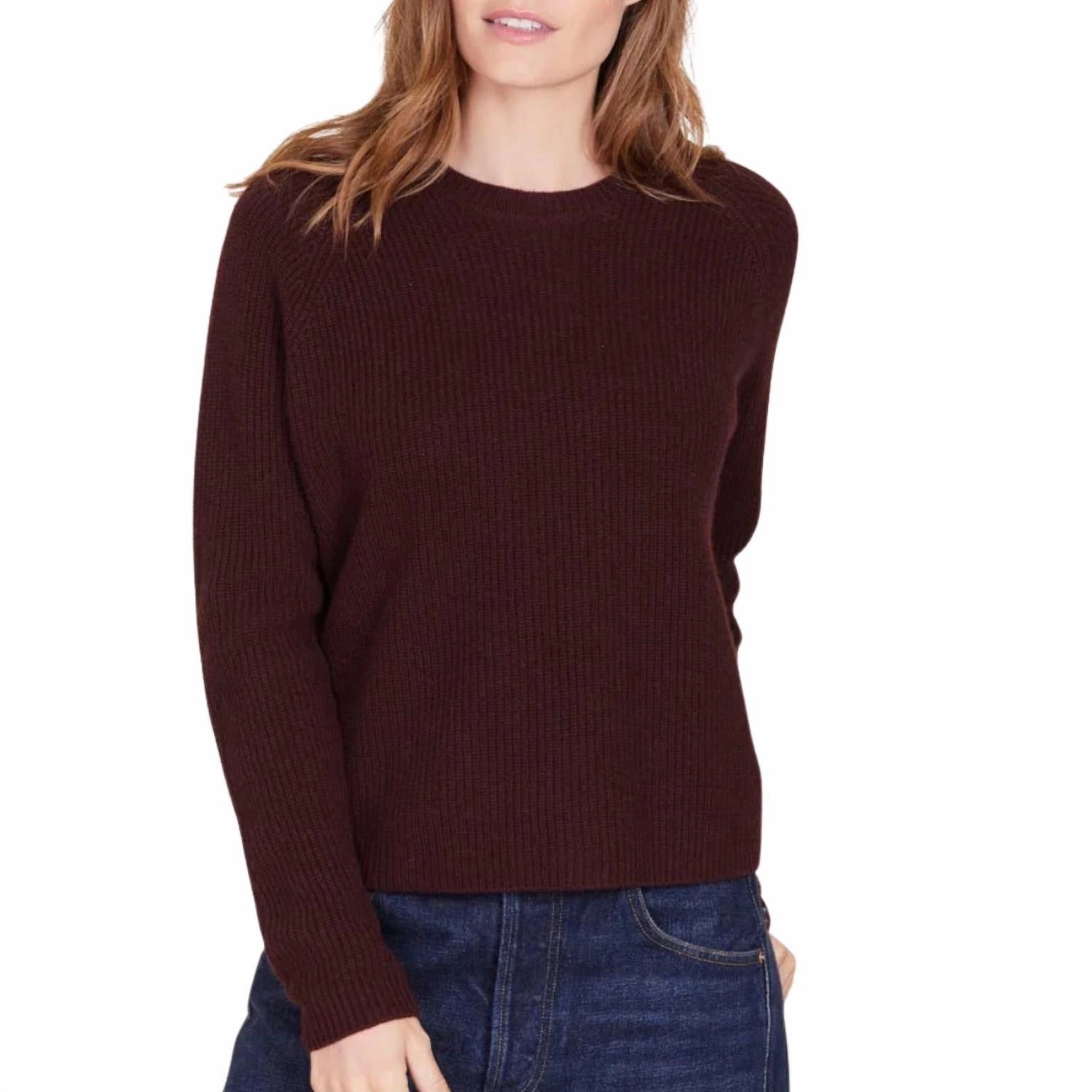 Galen Fisherman Crewneck Sweater In Currant Outdoor Comfort Comfy Knitwear Look