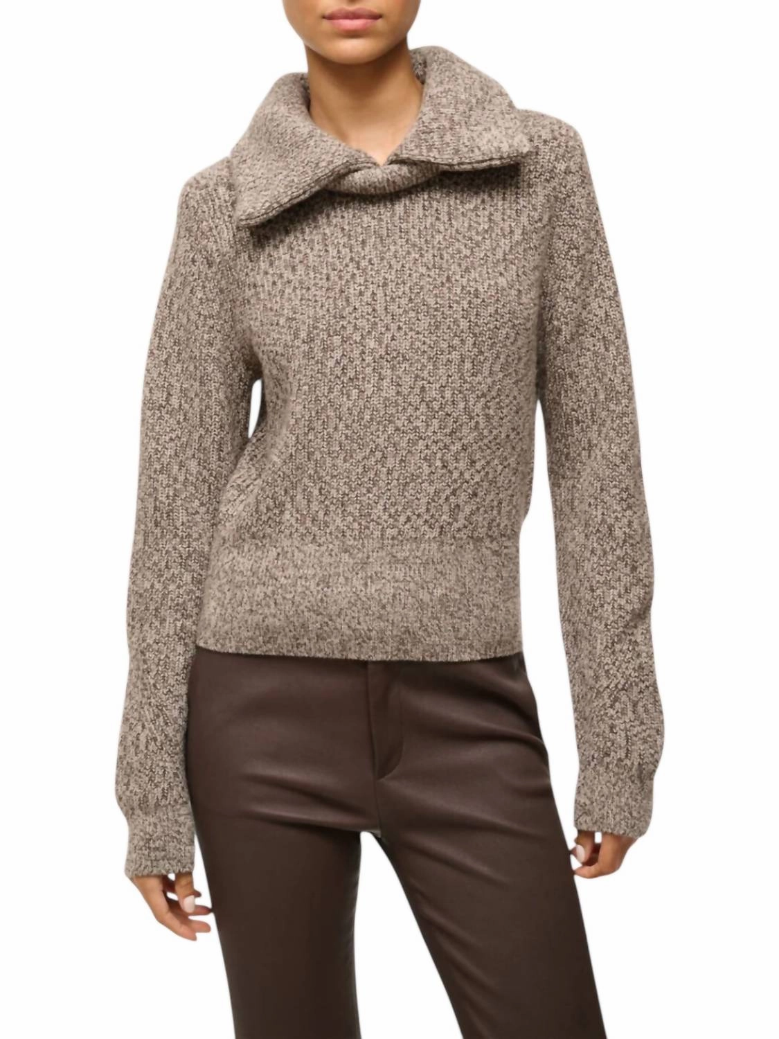 Christopher Sweater In Mocha Melange Flexible Neck Opening