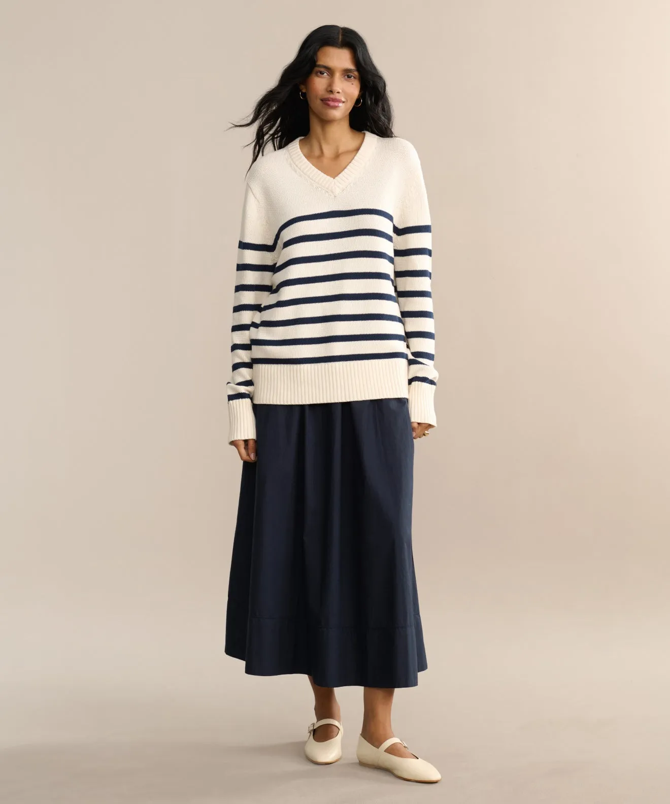 Cotton Kate V-Neck Ventilated Mesh Panel Stretch Ribbing