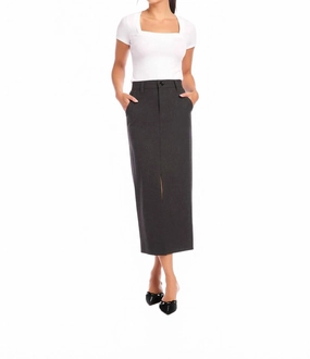 Lightweight Lining Claire Pencil Silhouette Skirt In Gray