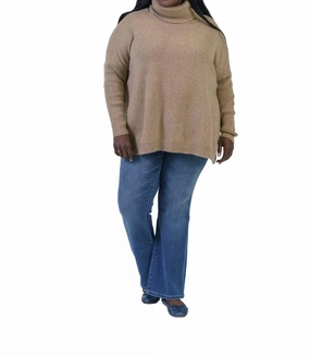 Outdoor Comfort Clara Loose Fitting Turtleneck Sweater In Camel