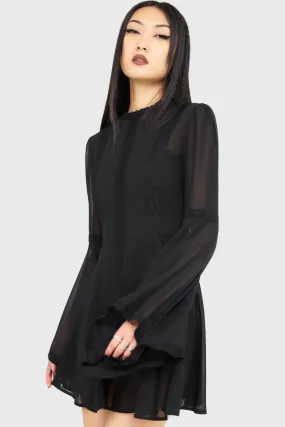 Begone Long Sleeve Mini Dress [BLACK] Polished Fit Bow Soft