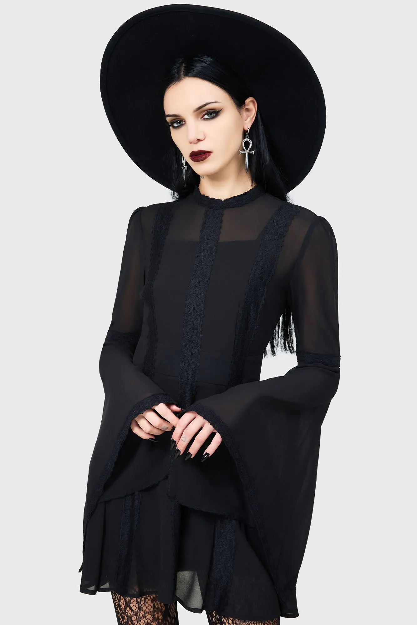 Begone Long Sleeve Mini Dress [BLACK] Perfect Mood Soft Balance