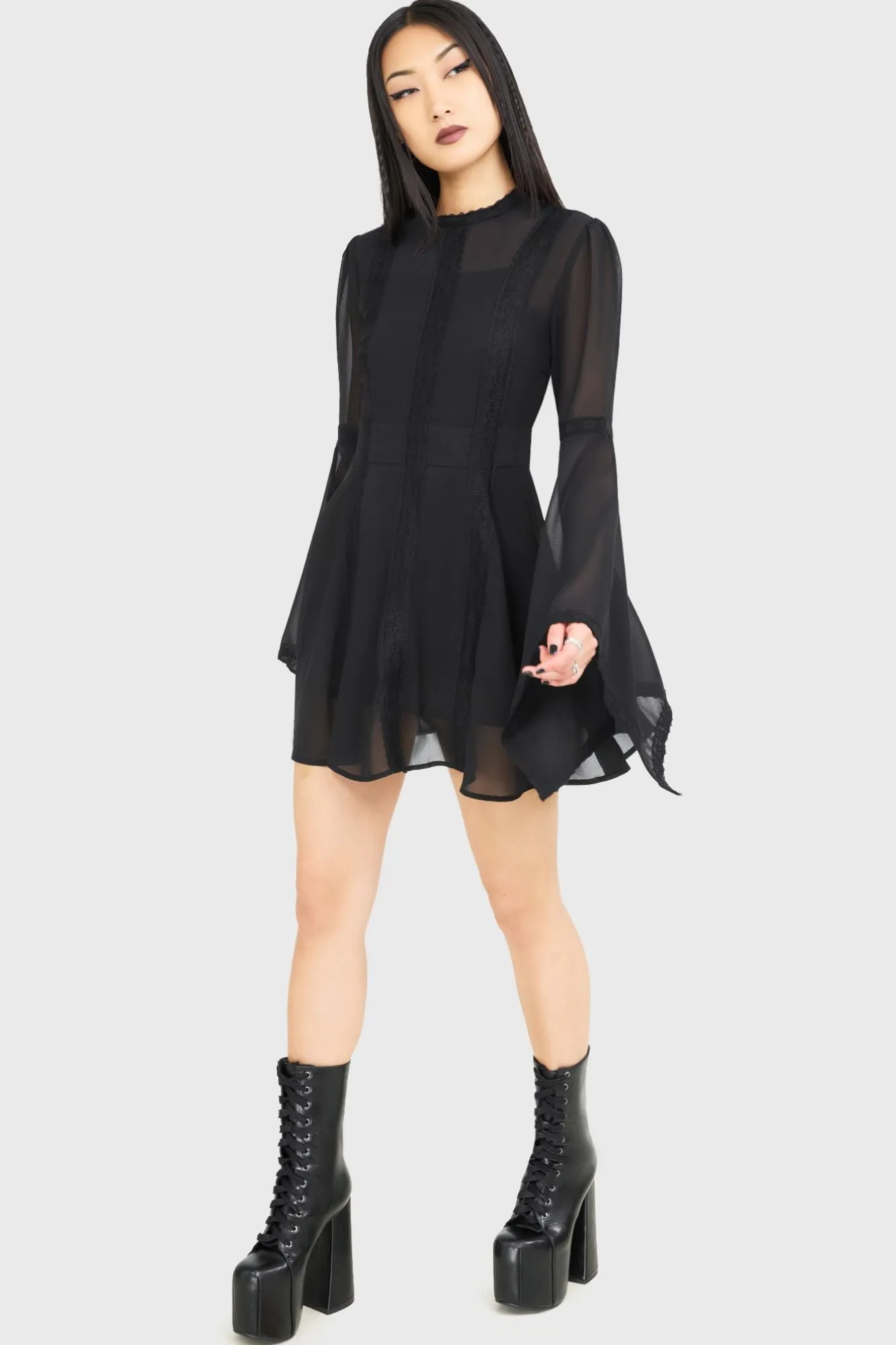 Begone Long Sleeve Mini Dress [BLACK] Red Carpet