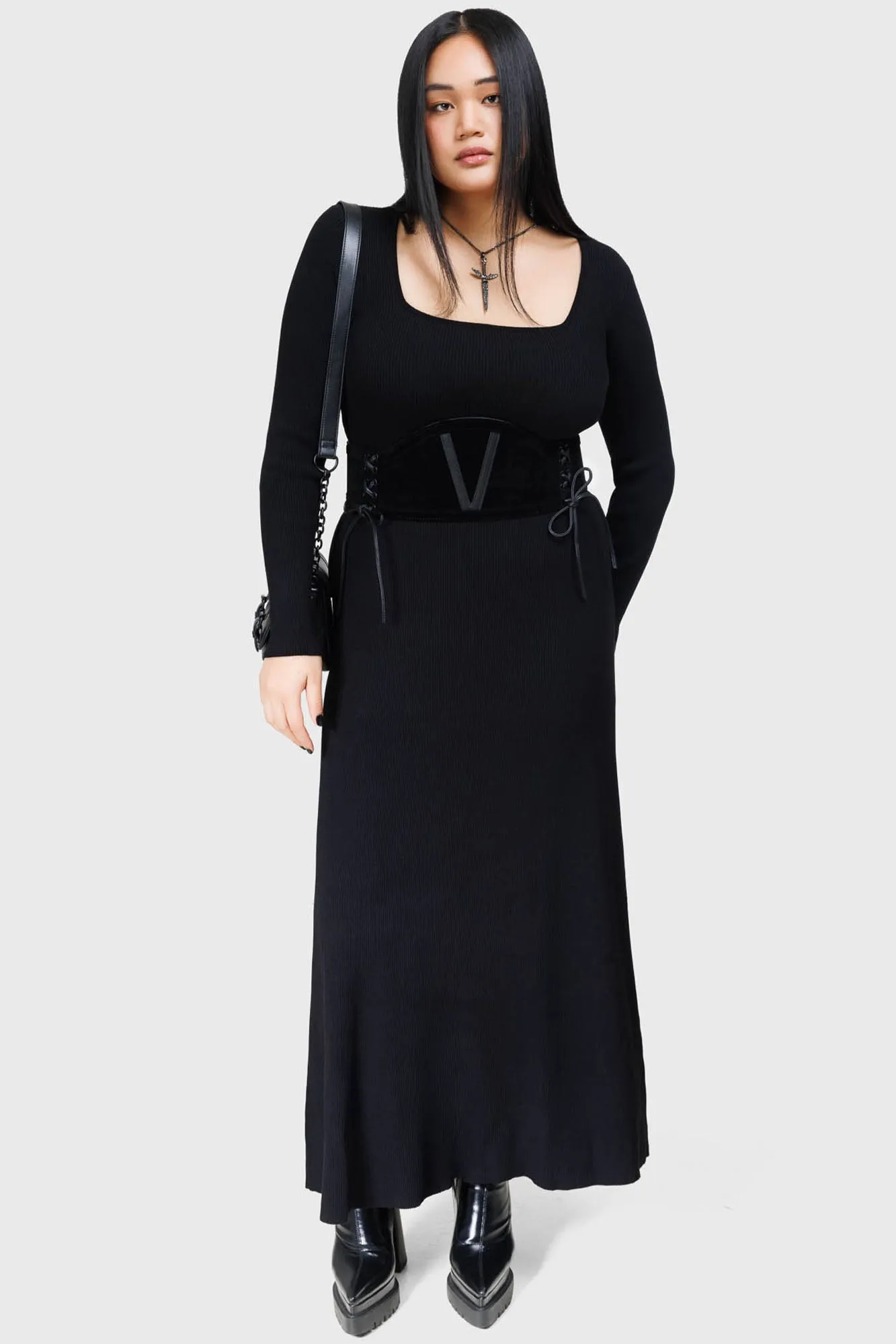 Dark Glyph Dress Flow Sleeve Flattering Shape