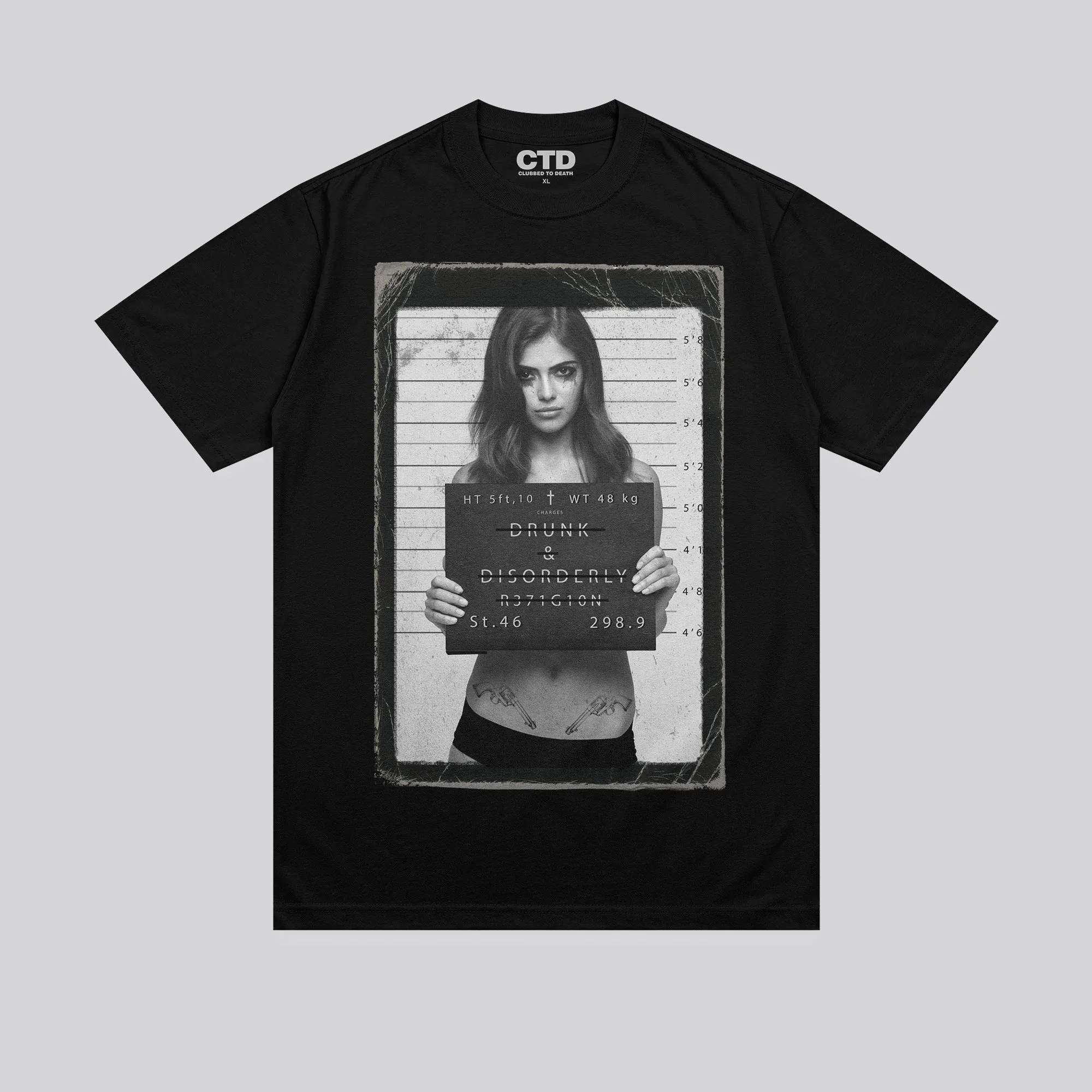 Comfortable Wear DRUNK & DISORDERLY T-SHIRT JET BLACK