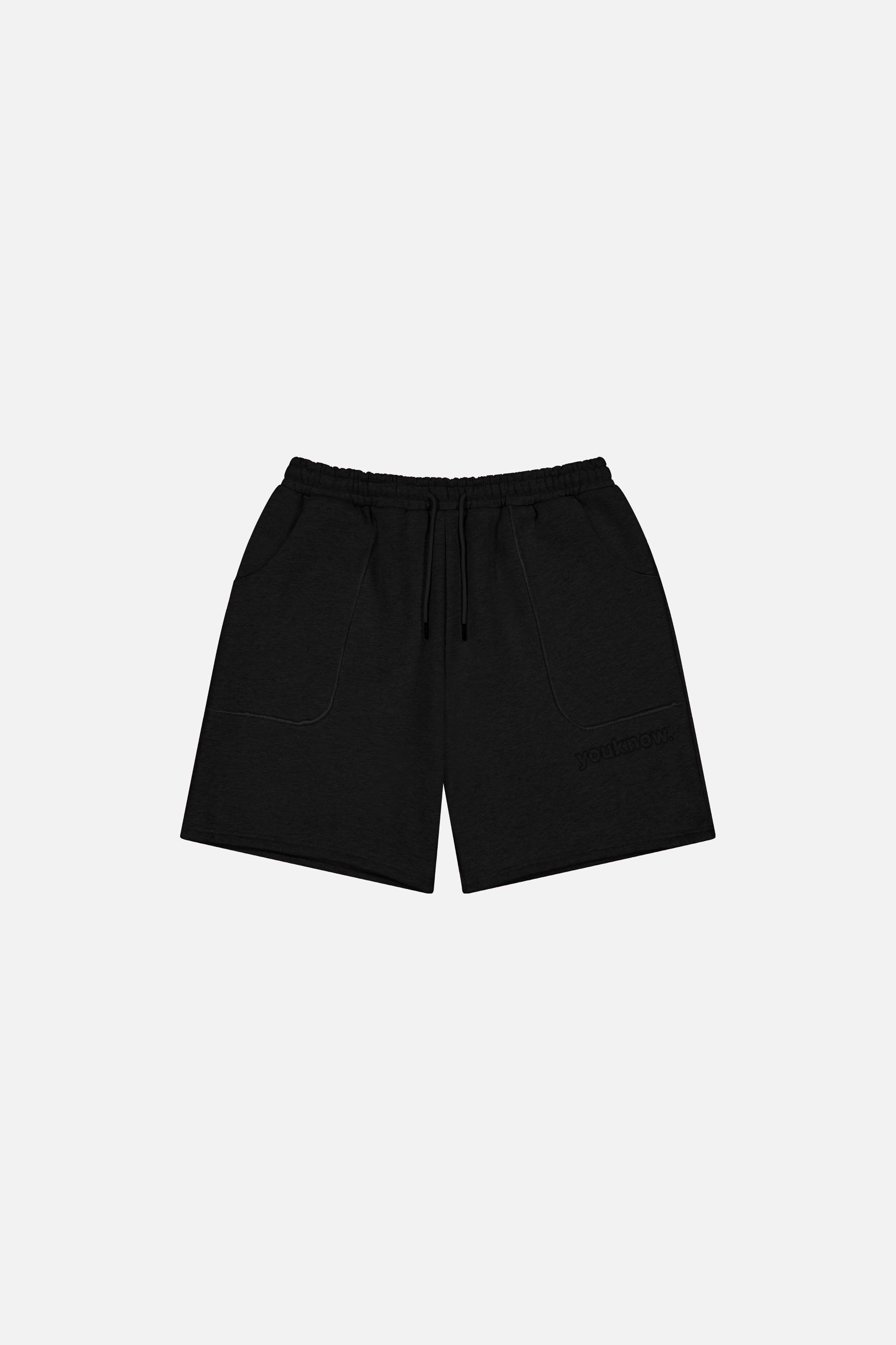 Exposed Seam Shorts | Black Layered Hem Detail