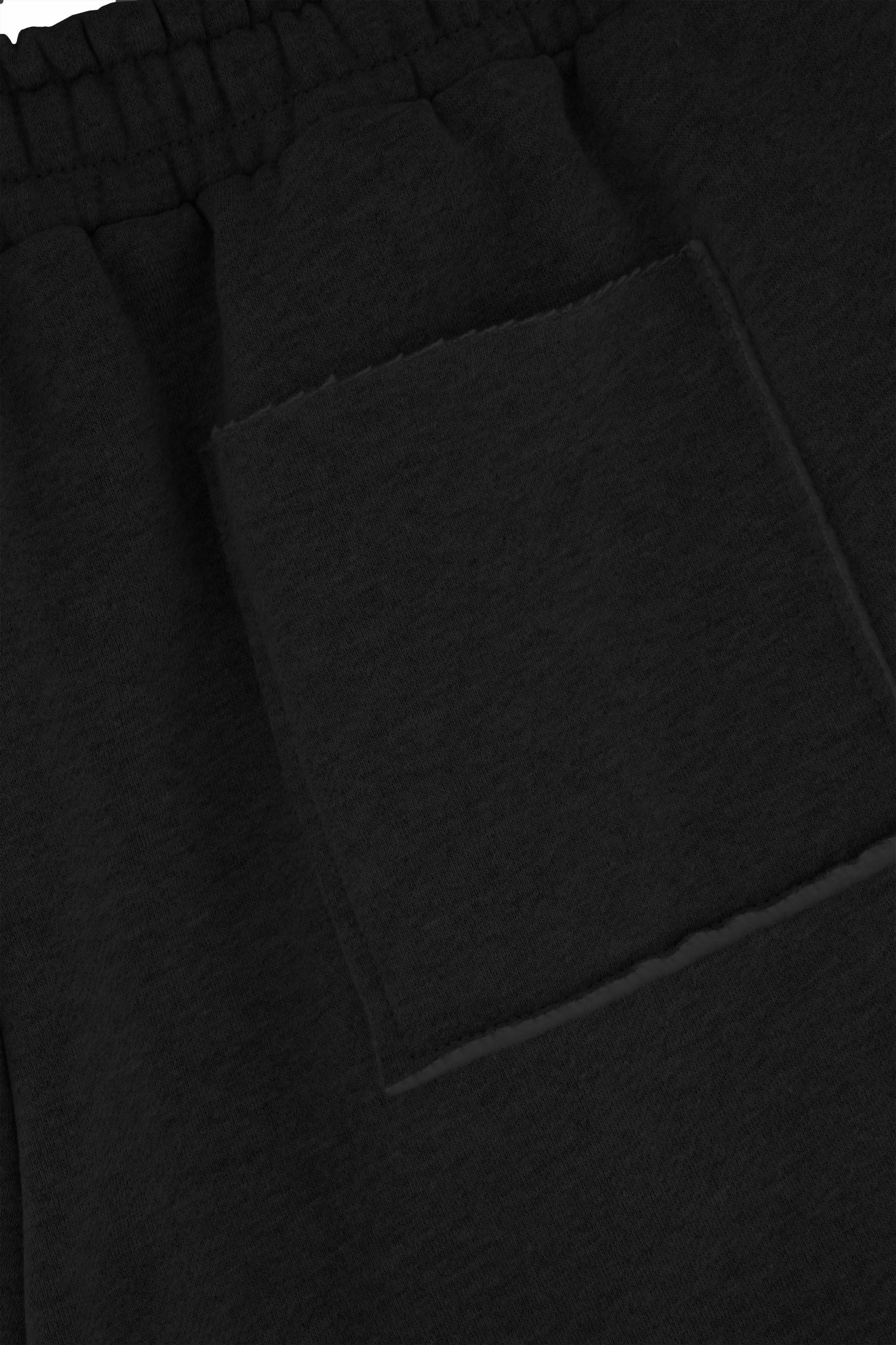 Minimalist Look Nylon Material Exposed Seam Shorts | Black