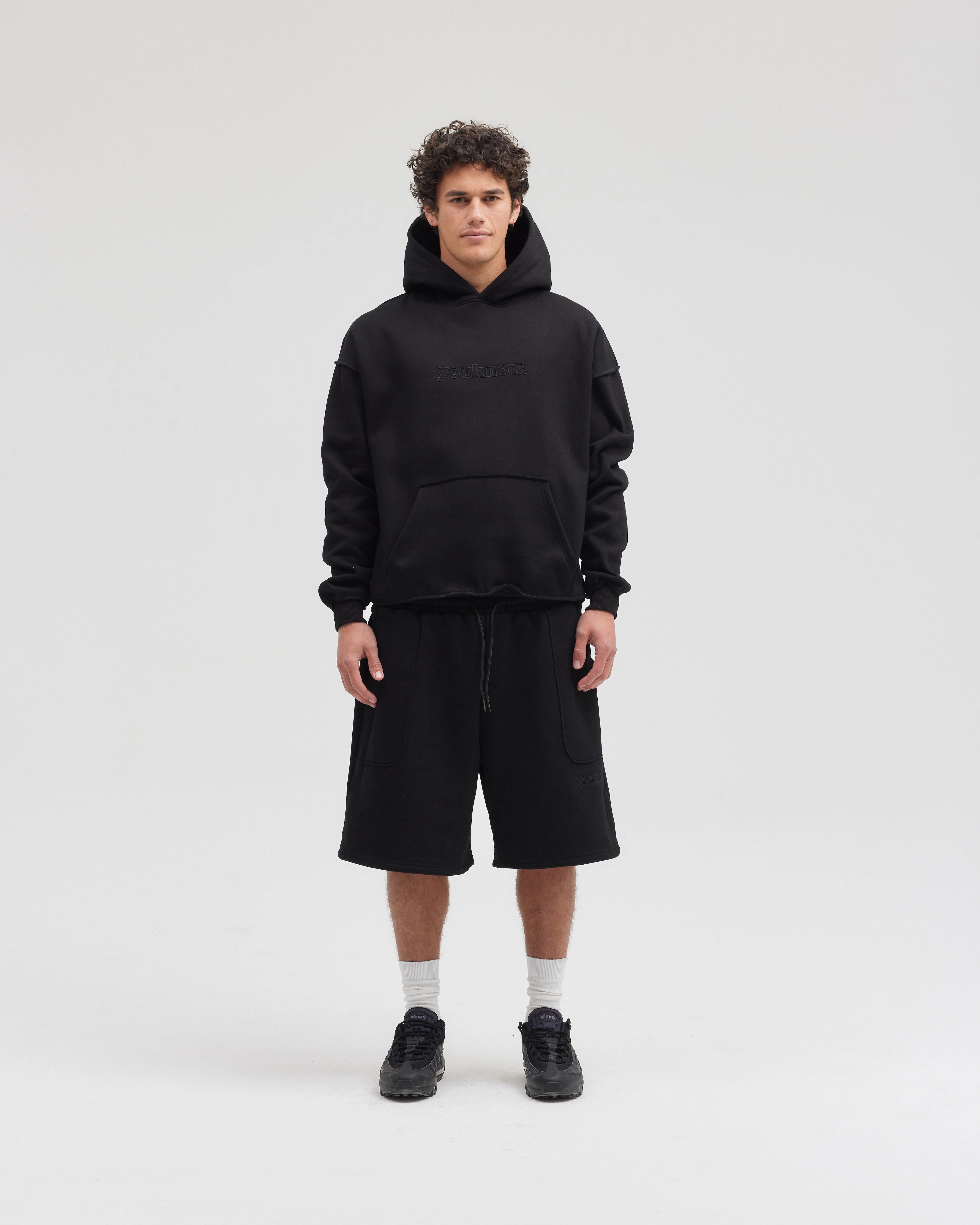 Exposed Seam Shorts | Black Soft Material