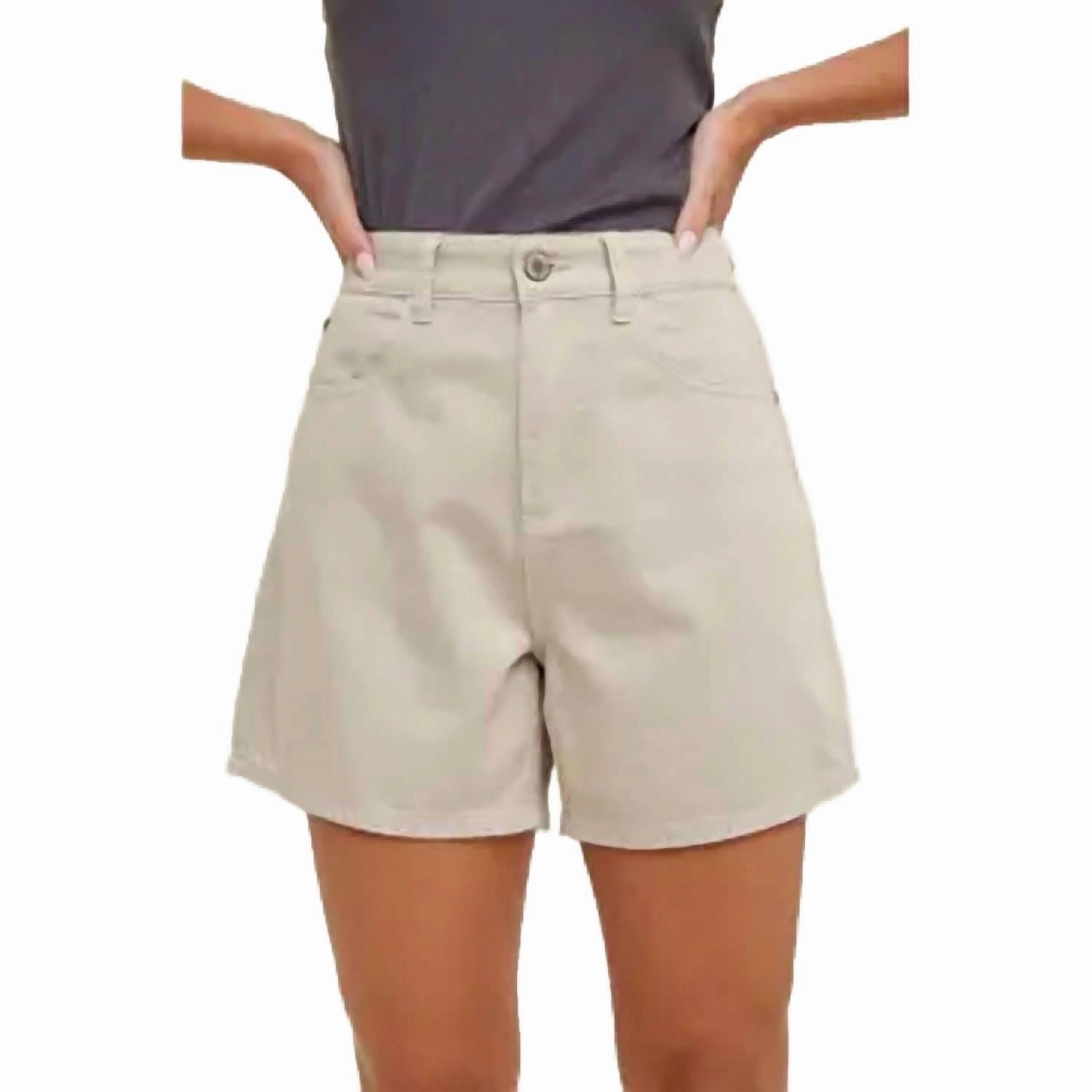 Classic Denim Mom Shorts In Stone SeamlessConstruction