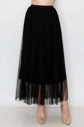 Mesh Skirt In Black Laser Cut Edges