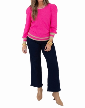 Tagless Labeling Luxury Knit Julia Monogram Knit Sweater In Rose