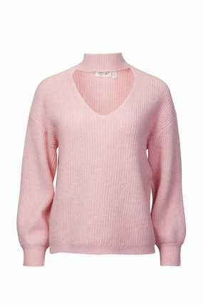 Winter Knit Layer Cutout Ribbed-Knit Turtleneck Sweater In Blush