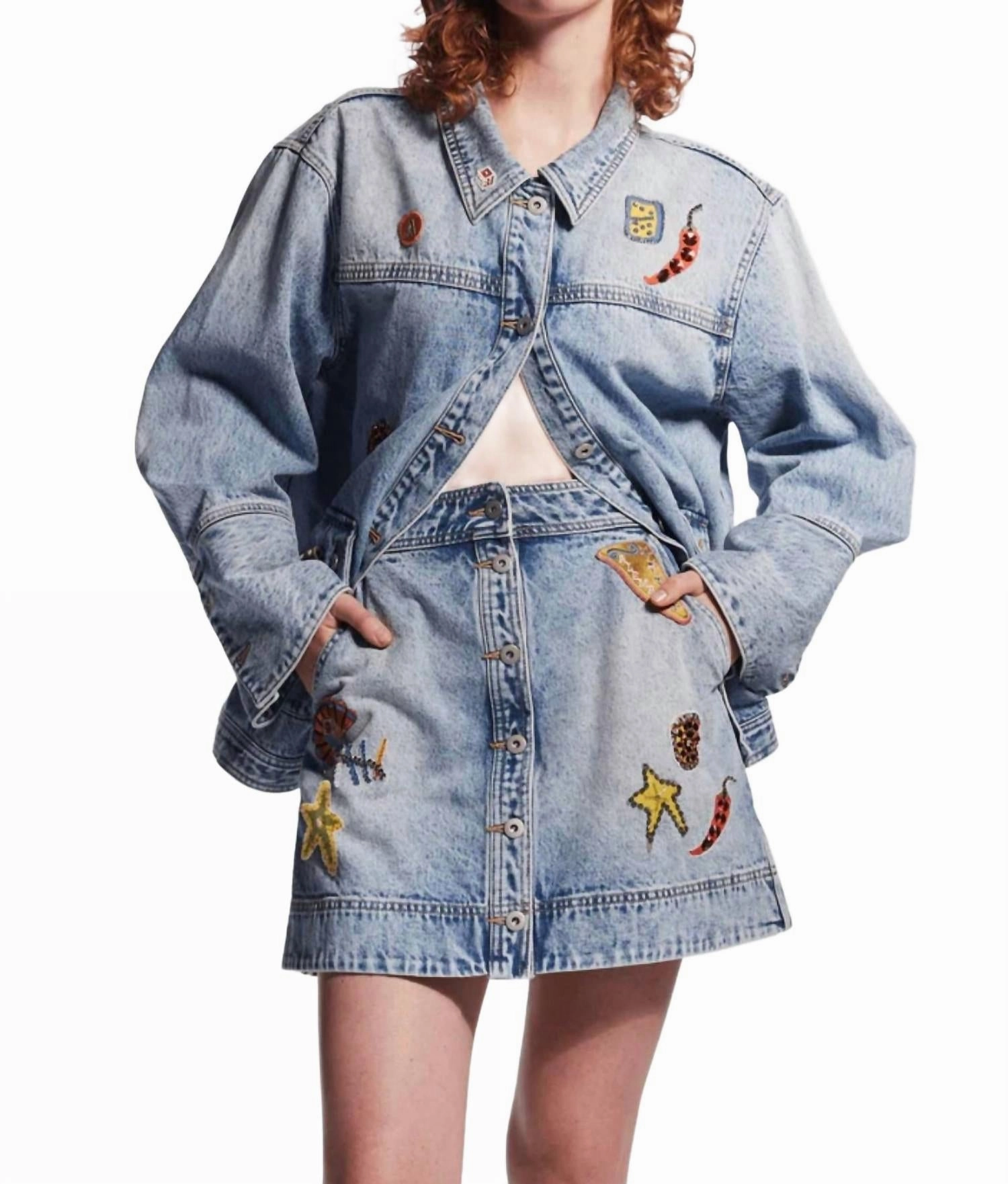 Jackpot Skirt In Denim Sharp Look Pull On Style