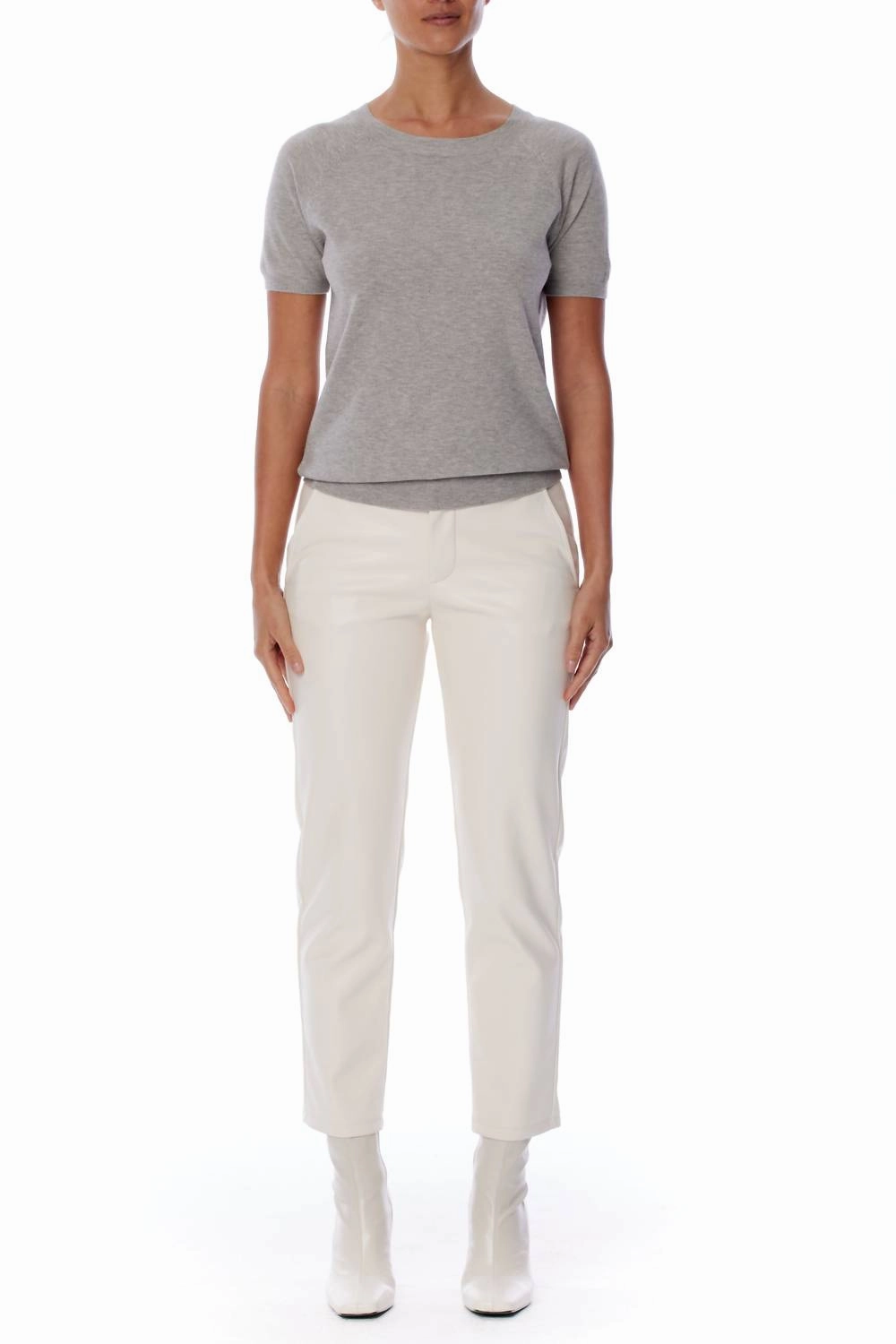 Alex Short Sleeve Sweater In Dove Ultimate Layering Soft and Cozy Knit
