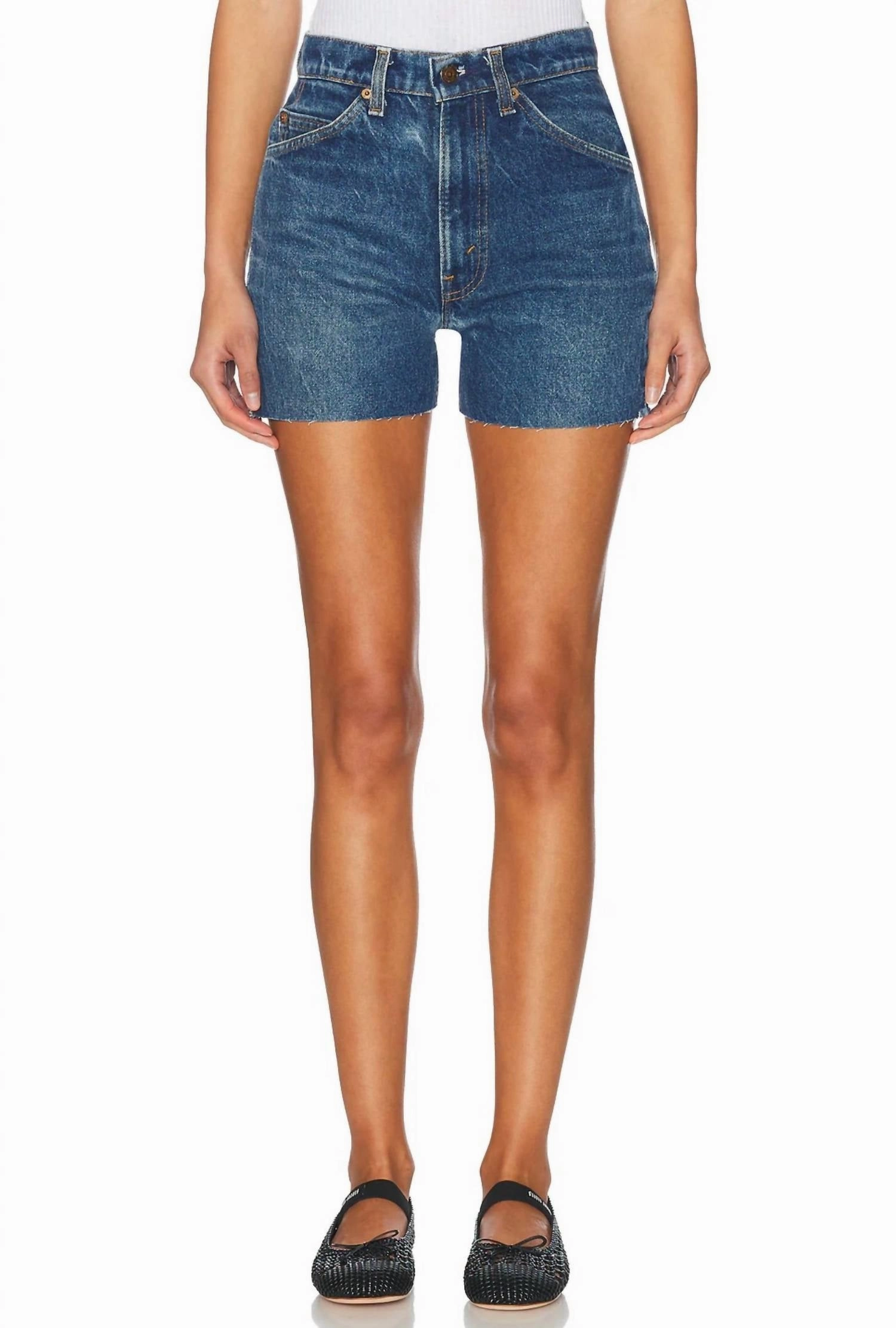 Classic Relaxed Short In Medium Dark Geometric Pattern Durable Hemming