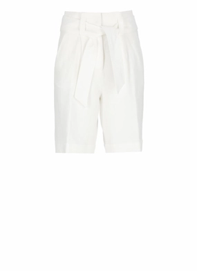 White Linen Bermuda Shorts QuickReleaseBuckle Comfortable Design