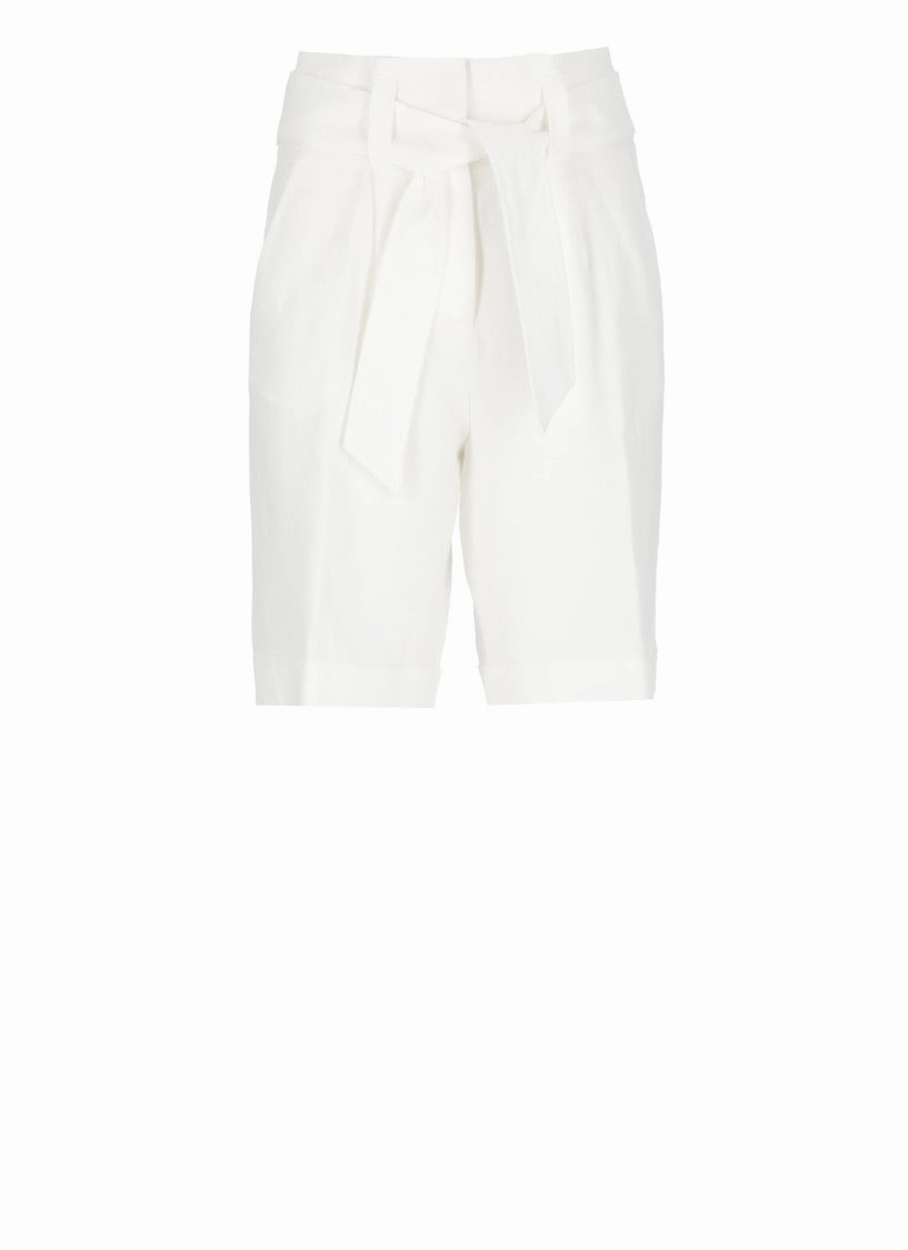 White Linen Bermuda Shorts QuickReleaseBuckle Comfortable Design