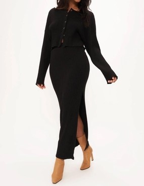 Cool Details Comfy Look Claudia Sweater Rib Skirt In Black