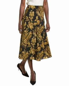 Lafayette 148 New York Bias Cut Midi Skirt Crisp Details
