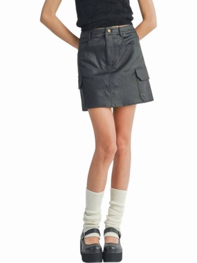 Girl On Fire Faux Leather Mini Skirt In Black Spring Brunch