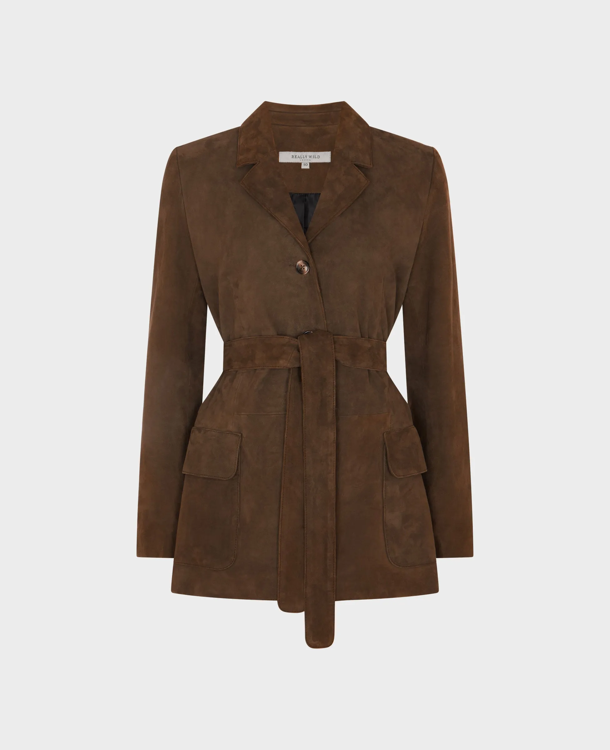 Waterproof Stitch Details Clifford Suede Belted Jacket