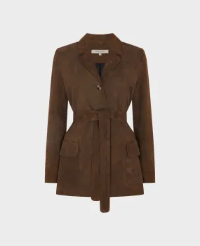 Clifford Suede Belted Jacket Snap Closure System