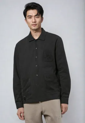 CLIP OVER SHIRT BLACK Tagless Design Student Essential