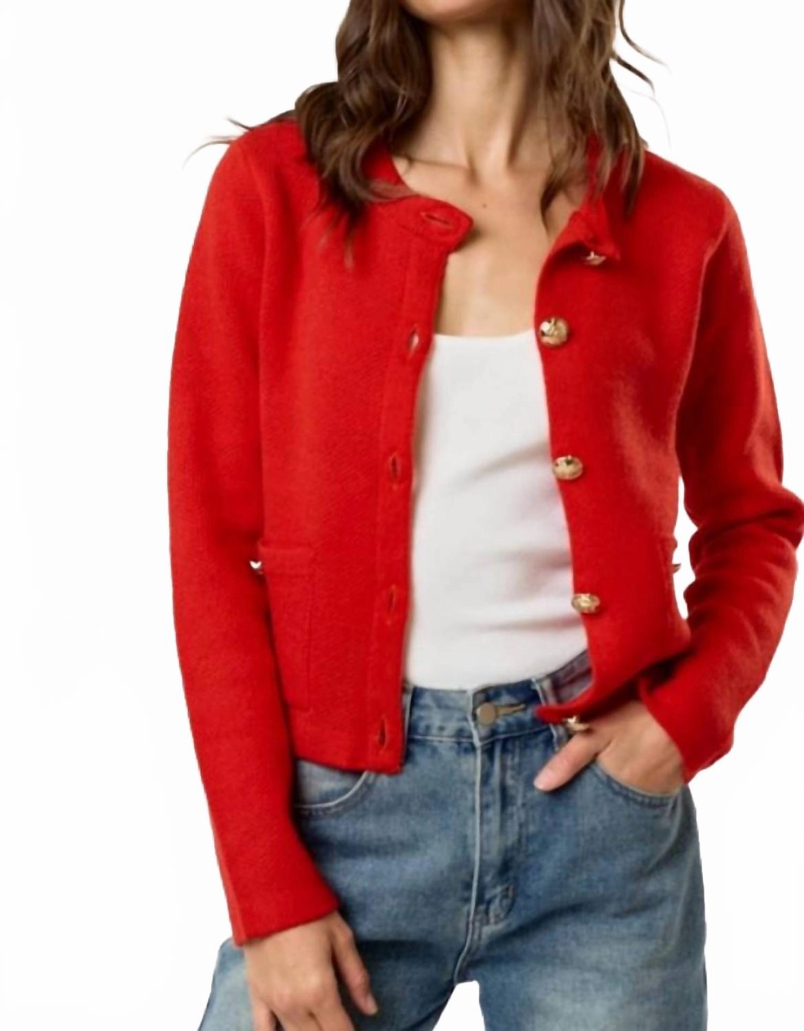 Coco Sweater Cardigan In Red Hypoallergenic Lining