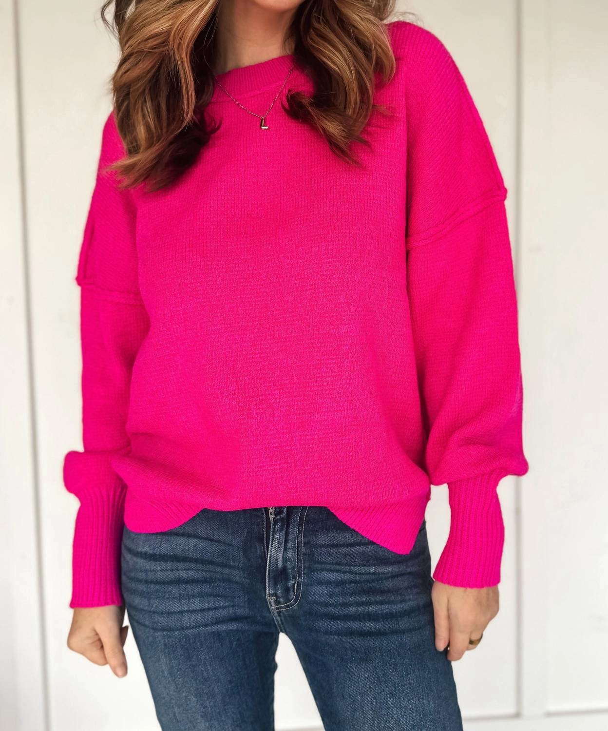 Snuggly Fit Winter Wear Essentials Payton Sweater In Magenta