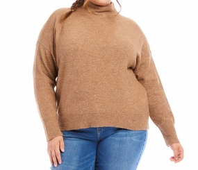 Plus Size Mock Neck Sweater In Walnut Fashion Essentials Functional Knit