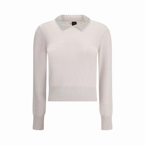 PINKO Rhinestone-decorated collarSweater Windproof Weave Comfy Trend