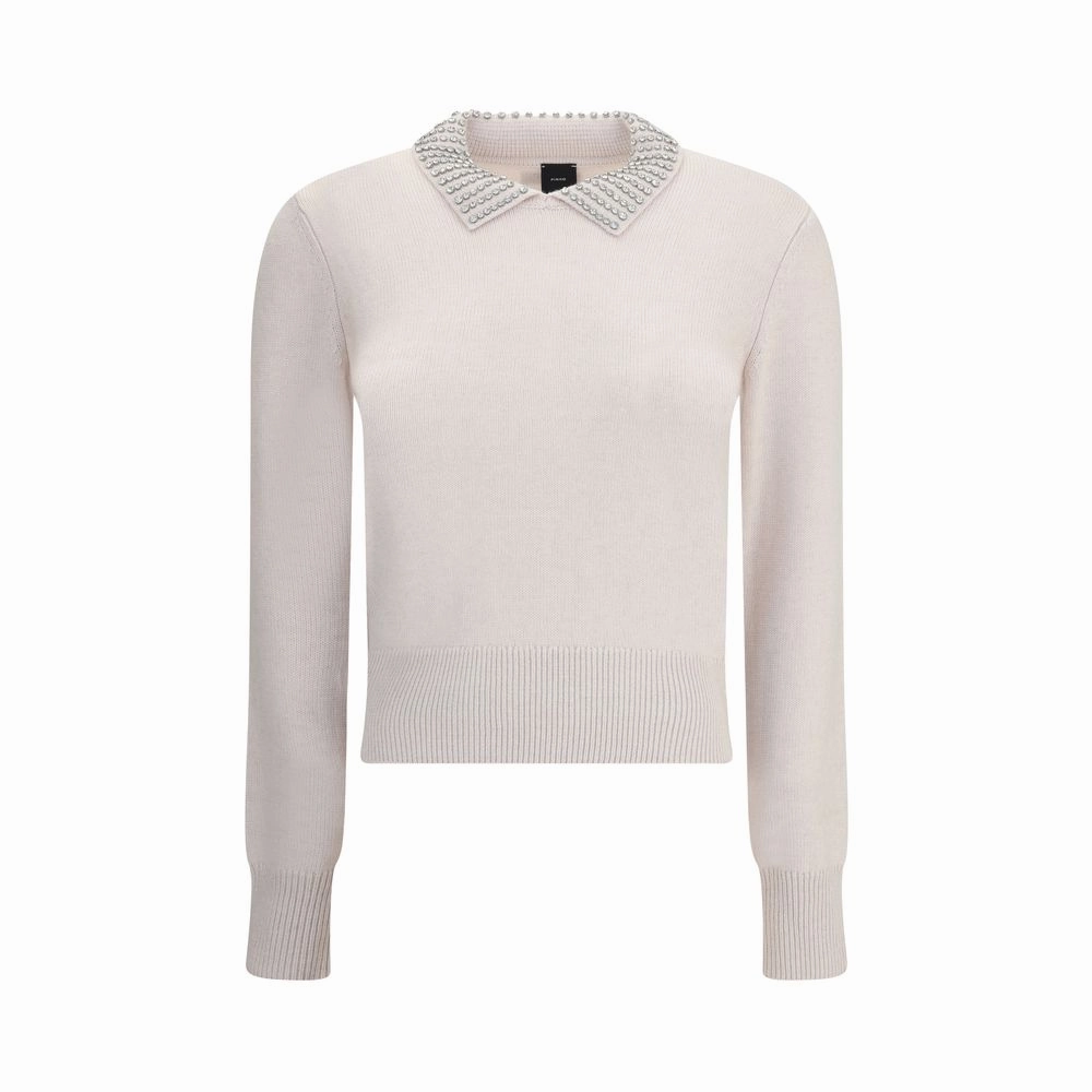 Simple Fashion PINKO Rhinestone-decorated collarSweater