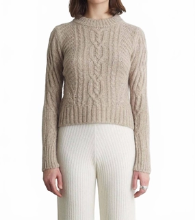 Effortless Fashion Carly Round Neck Sweater In Oatmeal