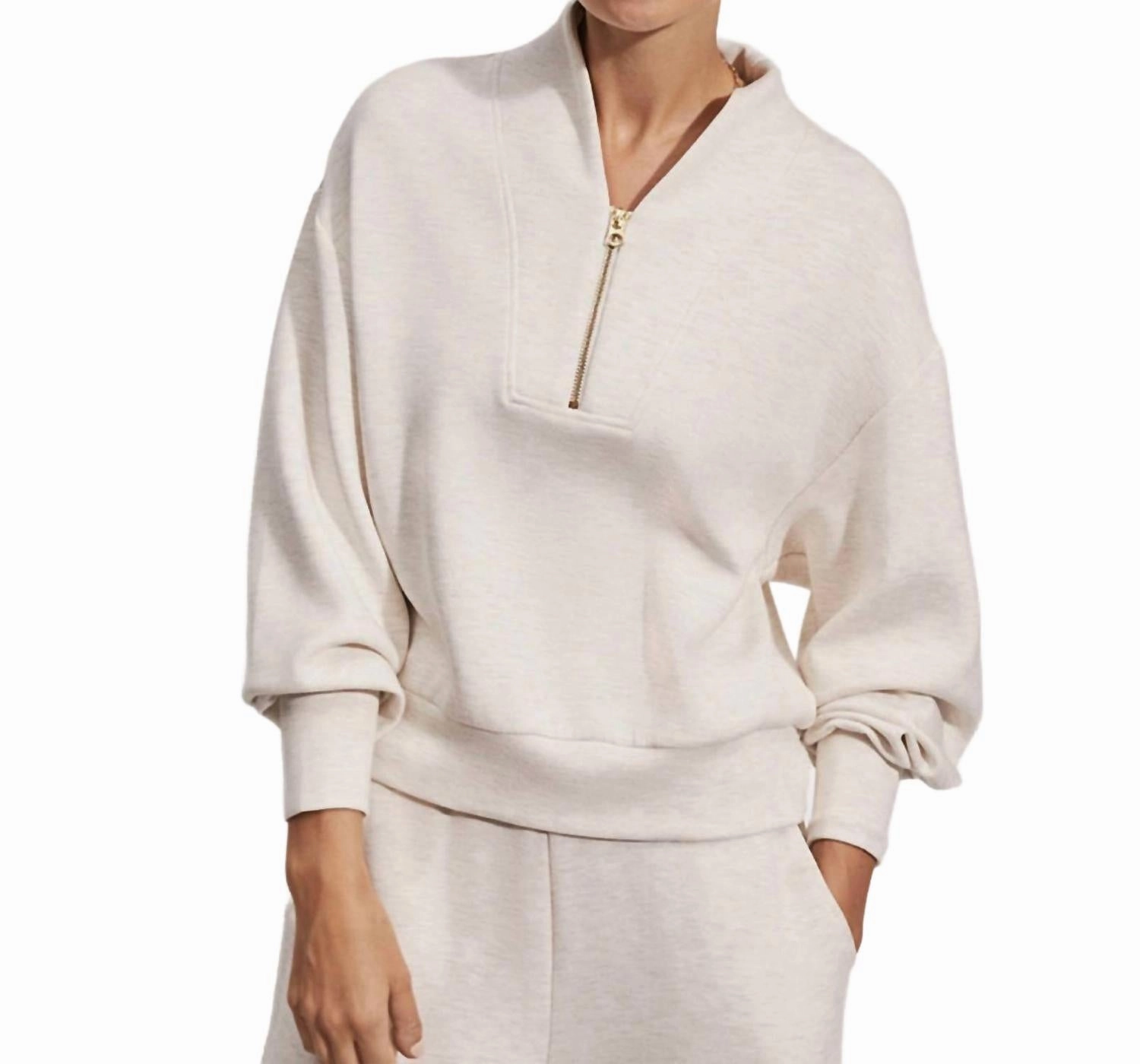 Fashionable Wear Quick Dry Material Davidson Long Sleeve Sweater In Ivory Marl