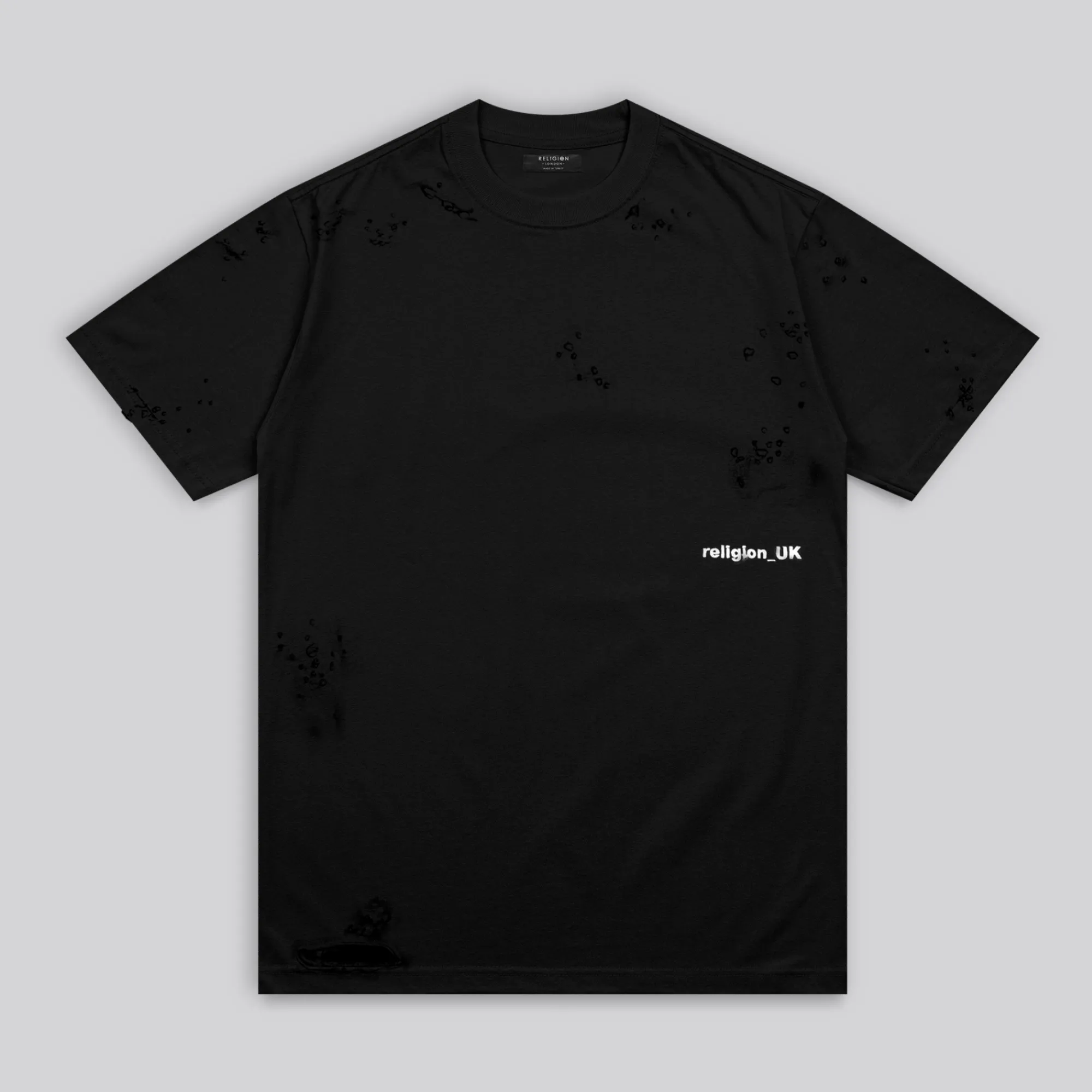 DISTRESSED T-SHIRT BLACK Simple and Comfortable MicroPiqueKnit