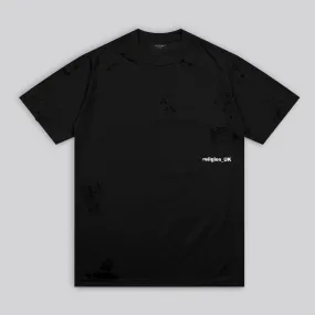 suitable for all genders Camping attire DISTRESSED T-SHIRT BLACK
