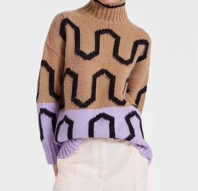 Comber Print Turtleneck In Camel Winter Perfection