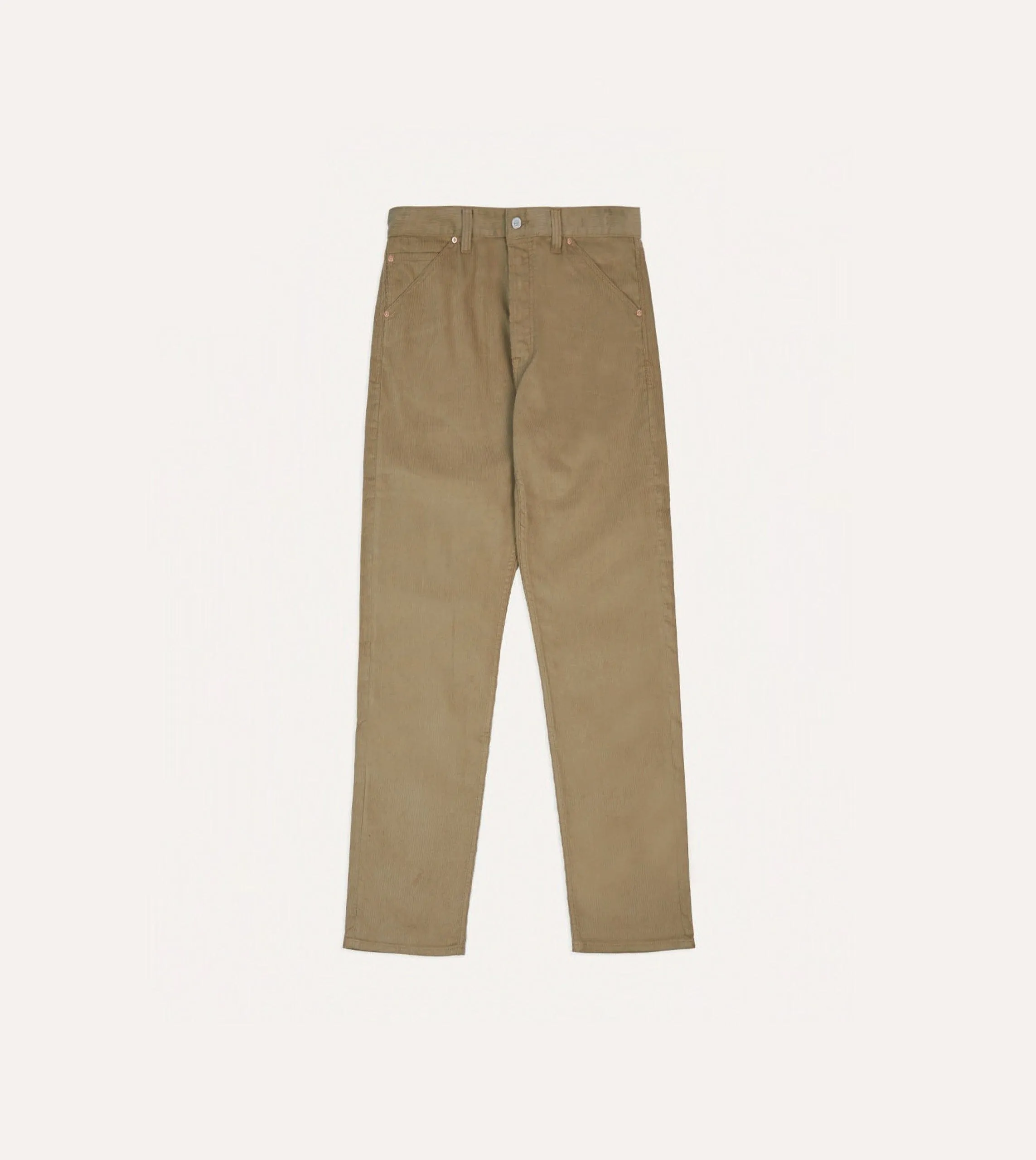 SecureCargoPockets Seam-Free Tobacco Japanese Selvedge Needlecord Five-Pocket Trousers