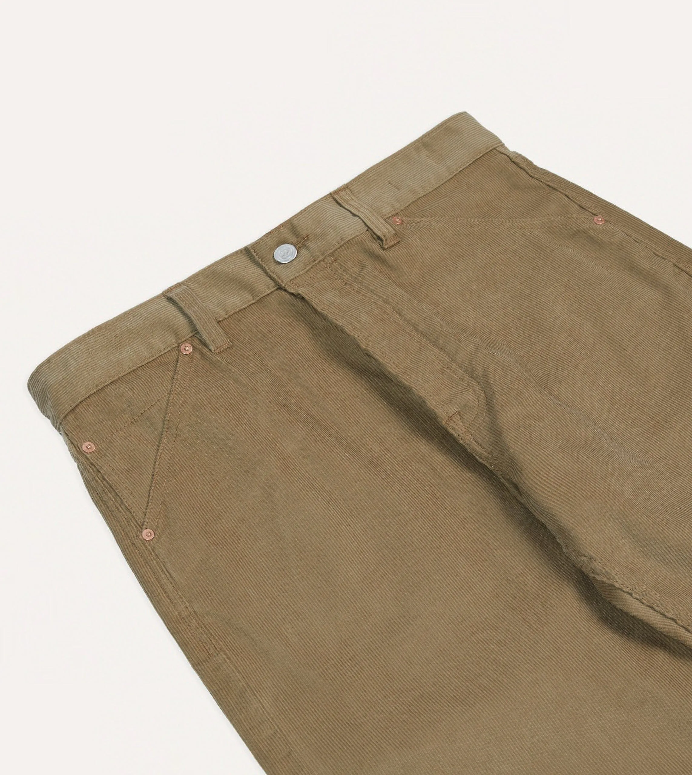 Sporty Look Water Repellent Coating Tobacco Japanese Selvedge Needlecord Five-Pocket Trousers