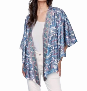 Satin Kimono In Blue Comfortable Style