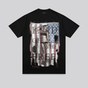 LAND OF THE FREE WASHED BLACK T-SHIRT Eco Friendly Dye vacation wear