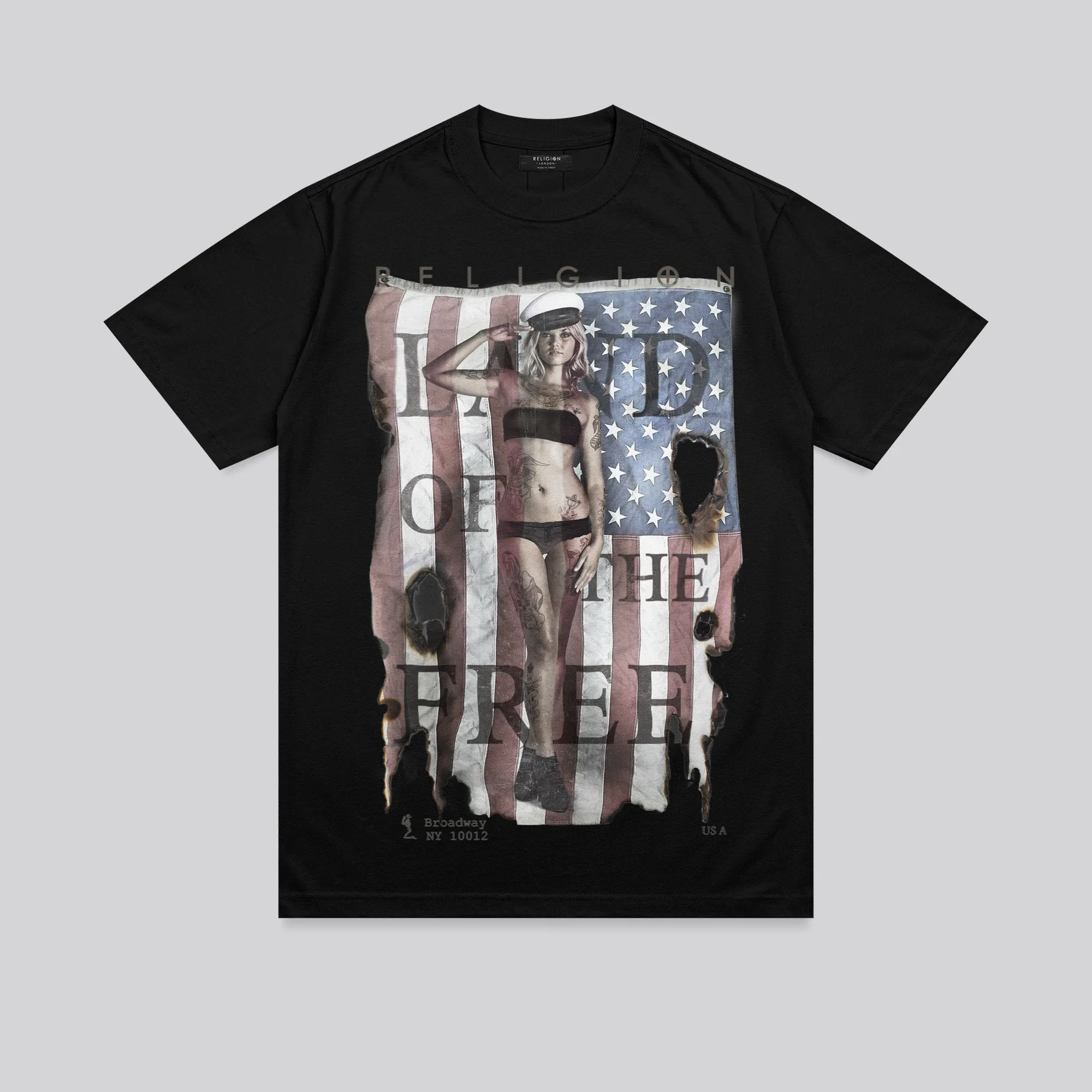 LAND OF THE FREE WASHED BLACK T-SHIRT Running Speed