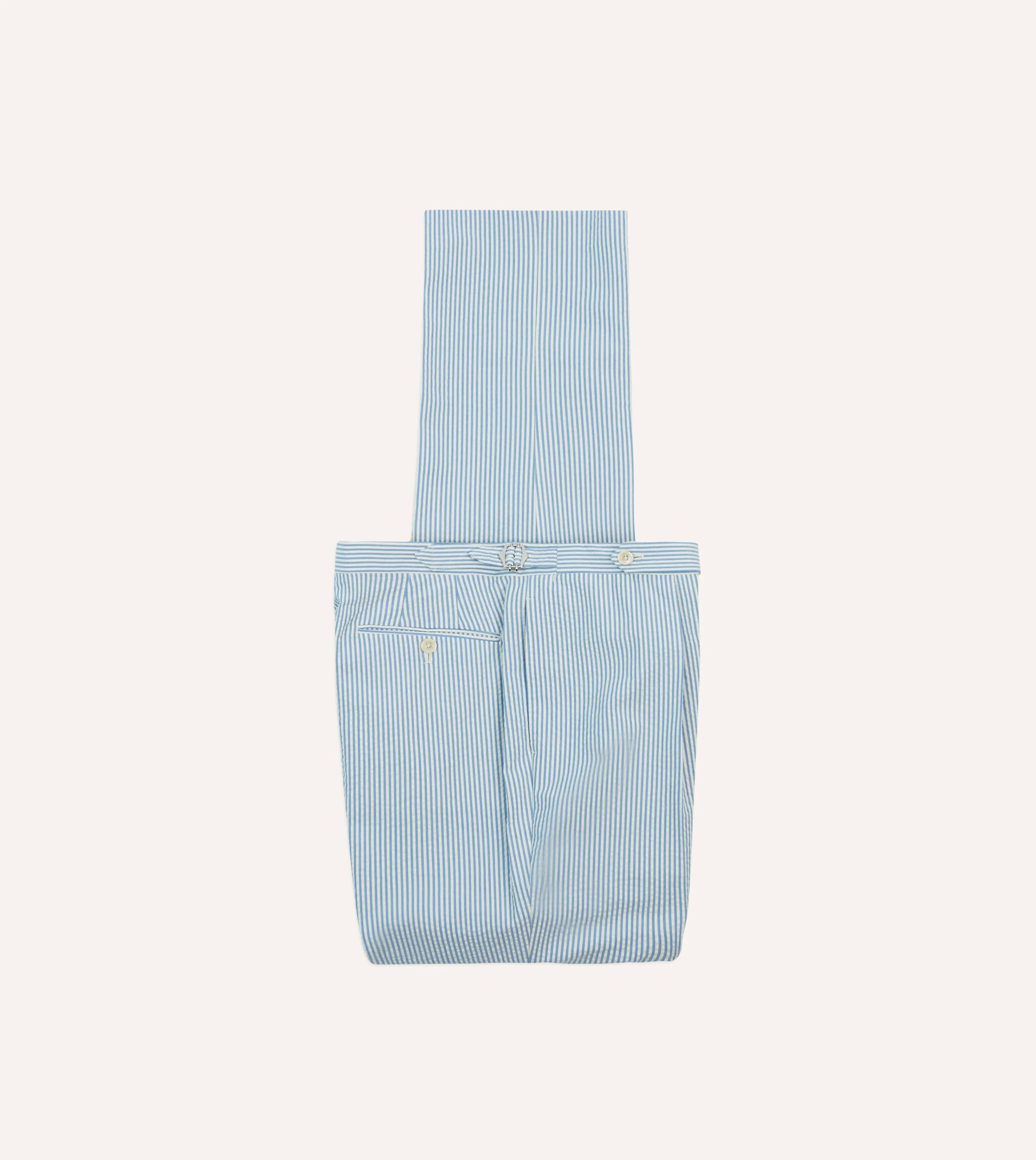Neutral Style RipstopFabric Seersucker Cotton Single Pleat Trouser