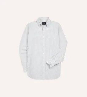 networking event Eco-Friendly Choice Light Green Ticking Stripe Cotton Oxford Cloth Button-Down Shirt