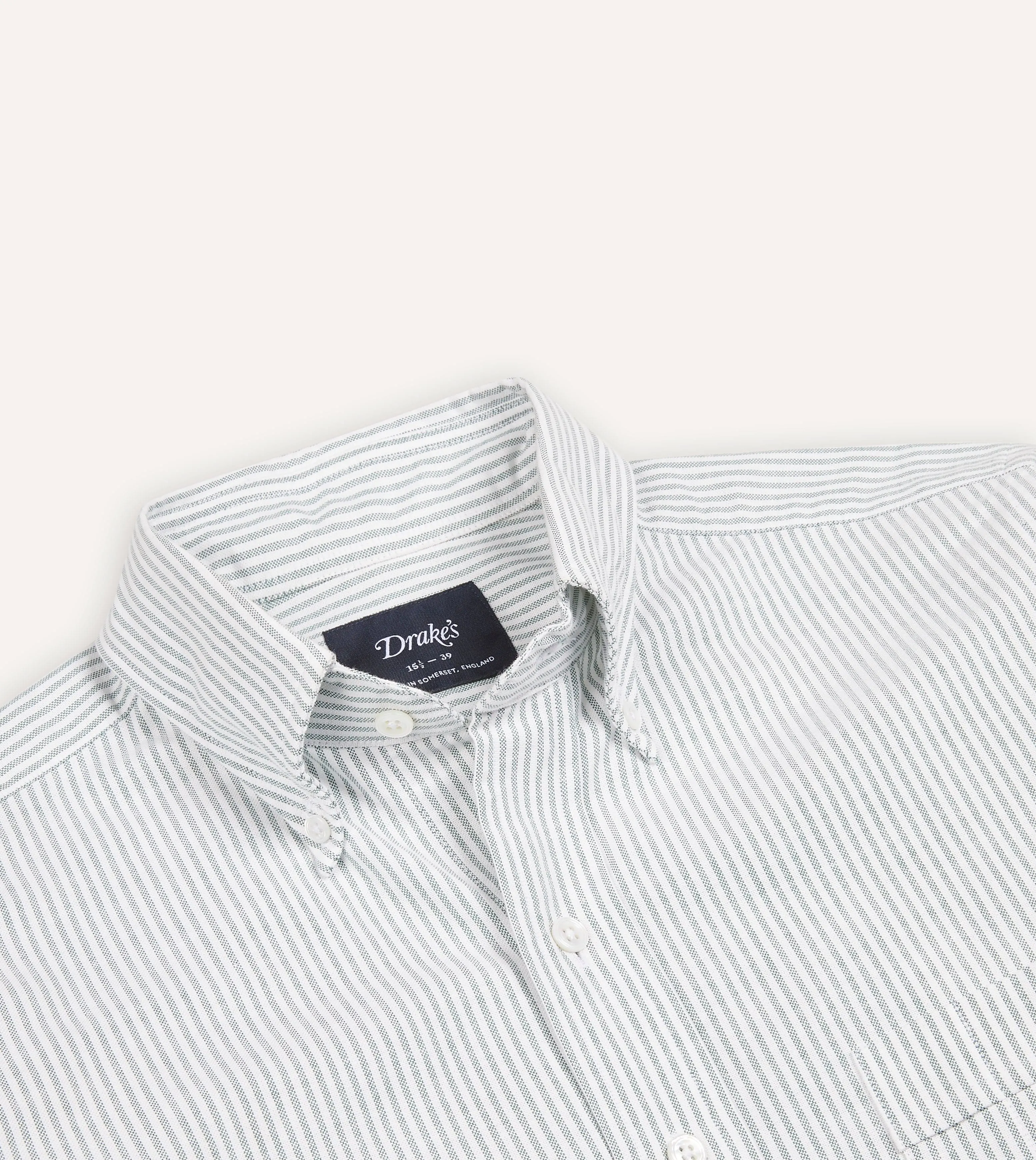 Multipurpose Layering Fabric Light Green Ticking Stripe Cotton Oxford Cloth Button-Down Shirt