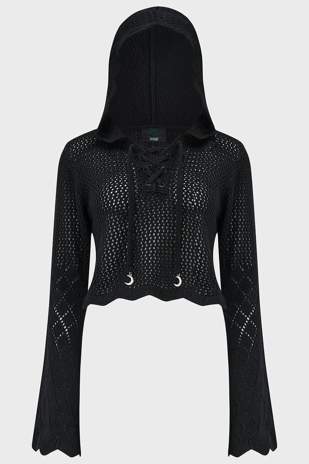 Shadow Witch Hooded Knit Sweater Lightweight Thermal Weave Simple Trend
